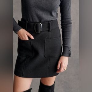 Sezane Charcoal Pencil Skirt with Belt